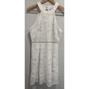 Francescas White Lace Knee Length Dress Women's Size M Wedding Prom Party
